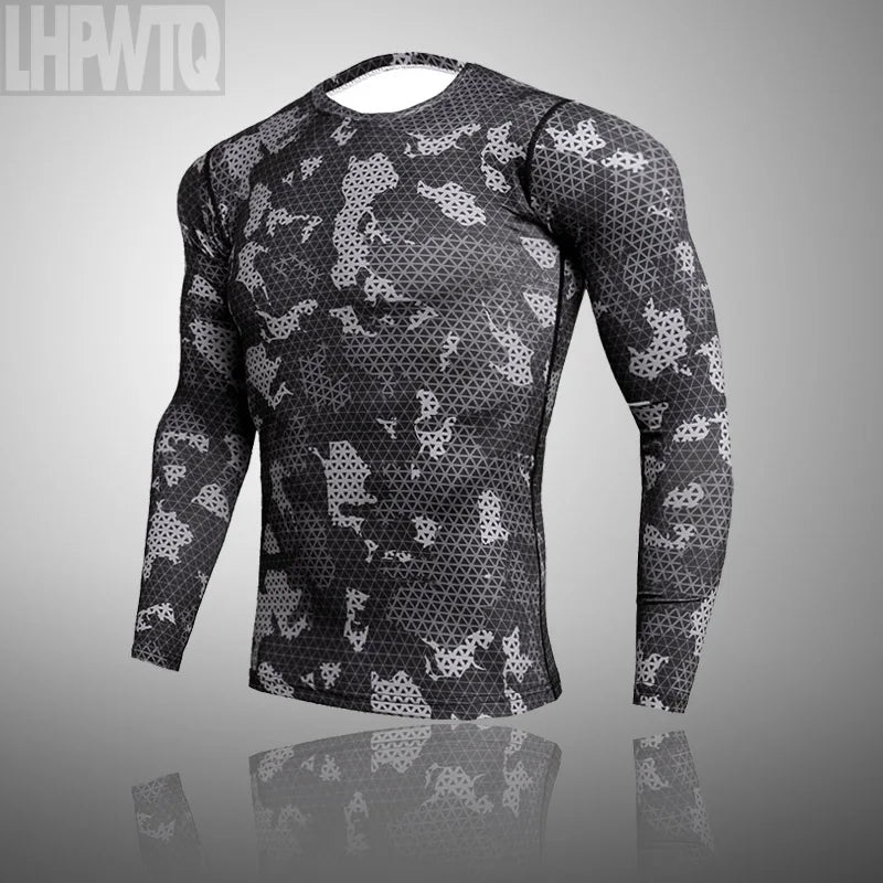 Camouflage Long Sleeve Compression T Shirt