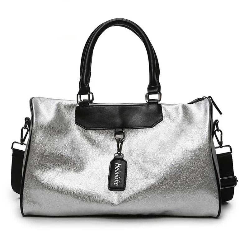 Classy Silver Gym Bag with Bag Tag