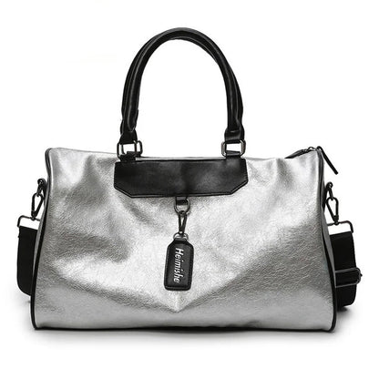Classy Silver Gym Bag with Bag Tag