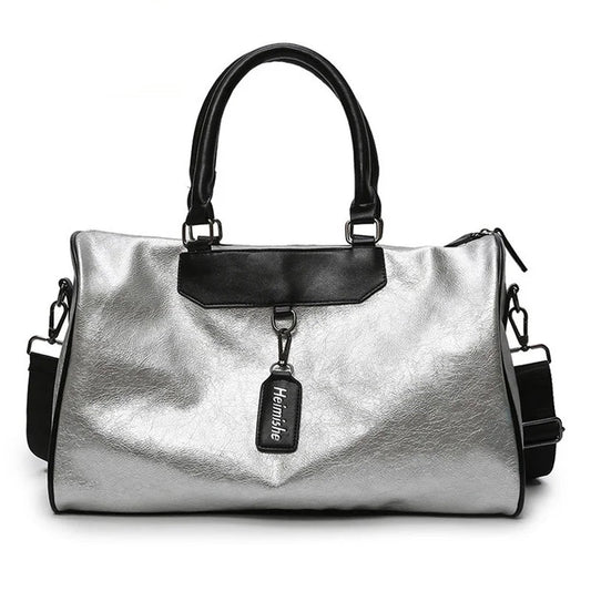 Classy Silver Gym Bag with Bag Tag