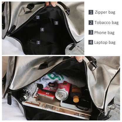 Classy Silver Gym Bag with Bag Tag
