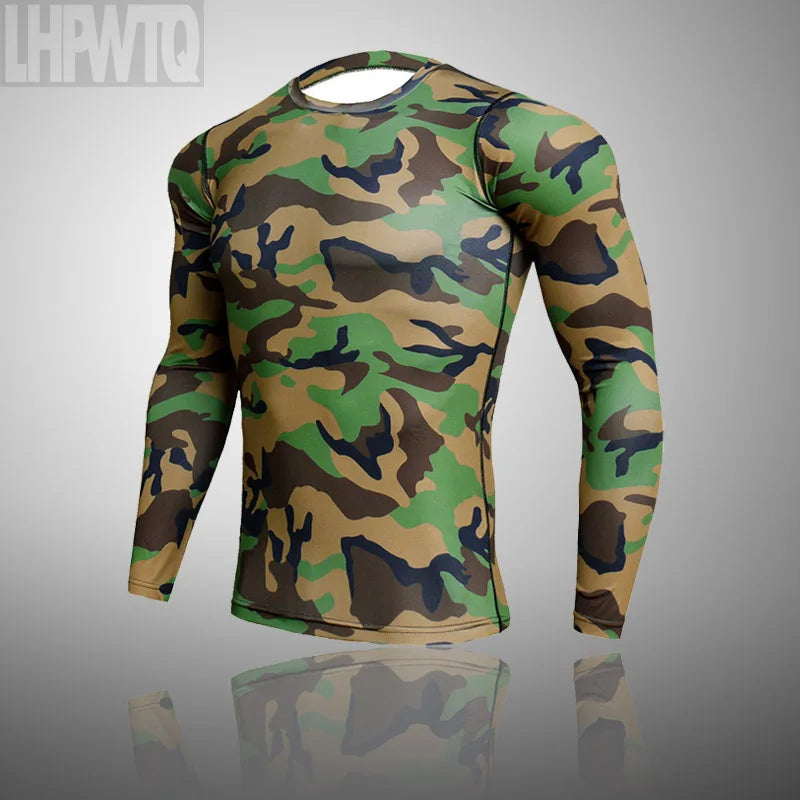 Camouflage Long Sleeve Compression T Shirt