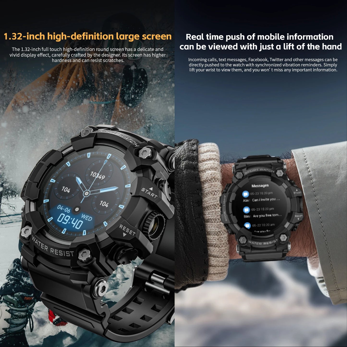 Heart Rate Monitor Touch Screen Smartwatch